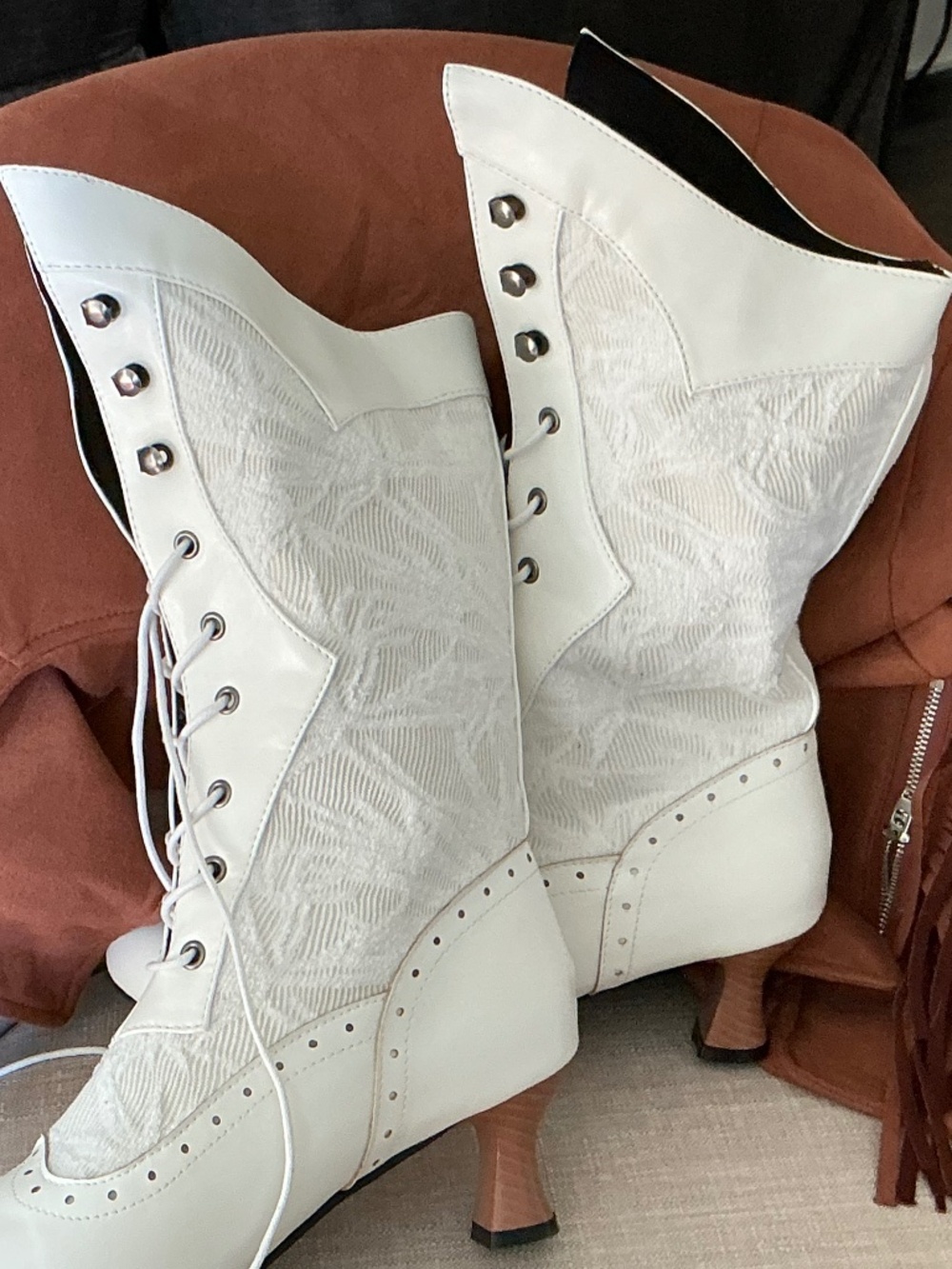 Beautiful white and lace boots
